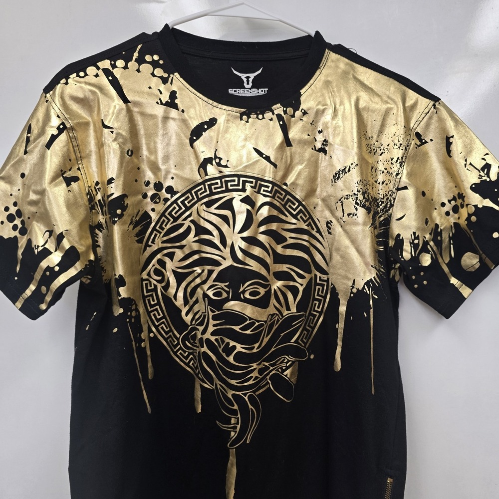 Men's Screenshot Brand Size M Tee T Shirt Medusa‎ Black Gold Hipster Hip HOP